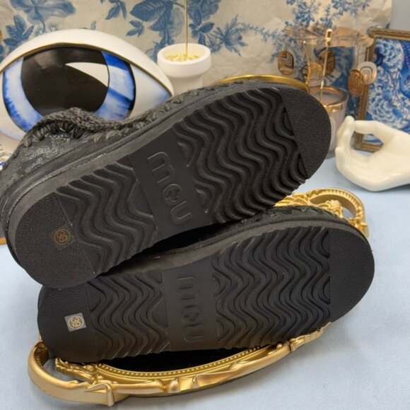 🆕 MOU 🧿 NWOT WOB Black Eskimo Ankle Boot, Paisley Print Overlay, Sz EU 39 - Picture 8 of 12